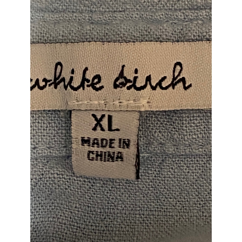 White Birch Tiered Dress Womens XL Blue Boho Lagenlook Cowgirl Cotton Linen - Picture 5 of 10